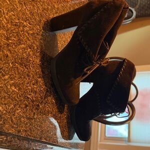 Chic Brown Suede Heeled Boots for Women